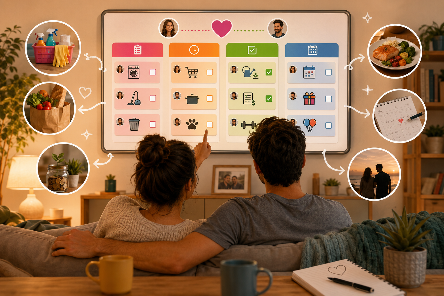 Quadros Colaborativos para Casais: Como Organizar Tarefas Sem Discussões